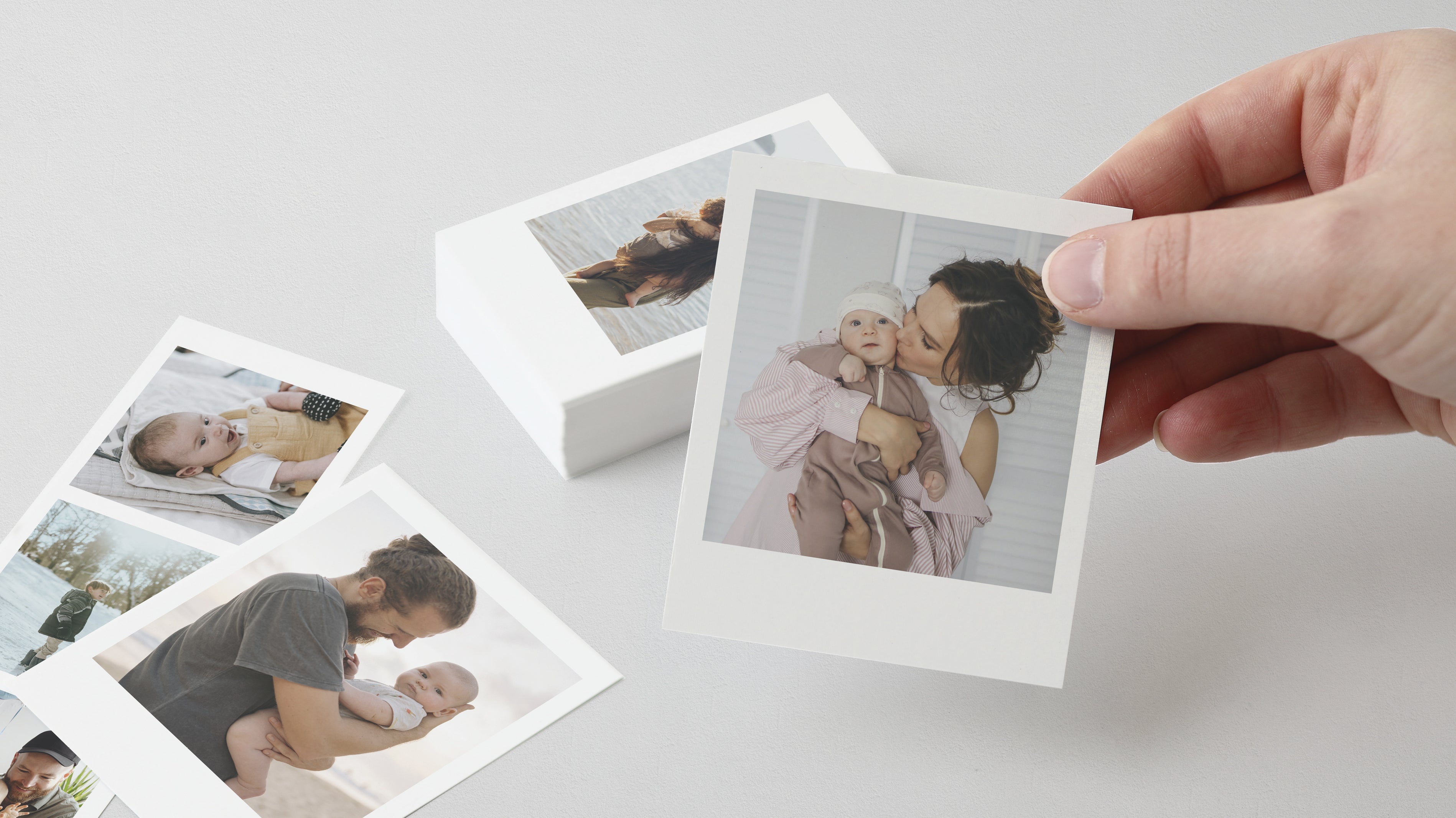 Hand Holding Custom Retro Photo Print with Printed Memories
