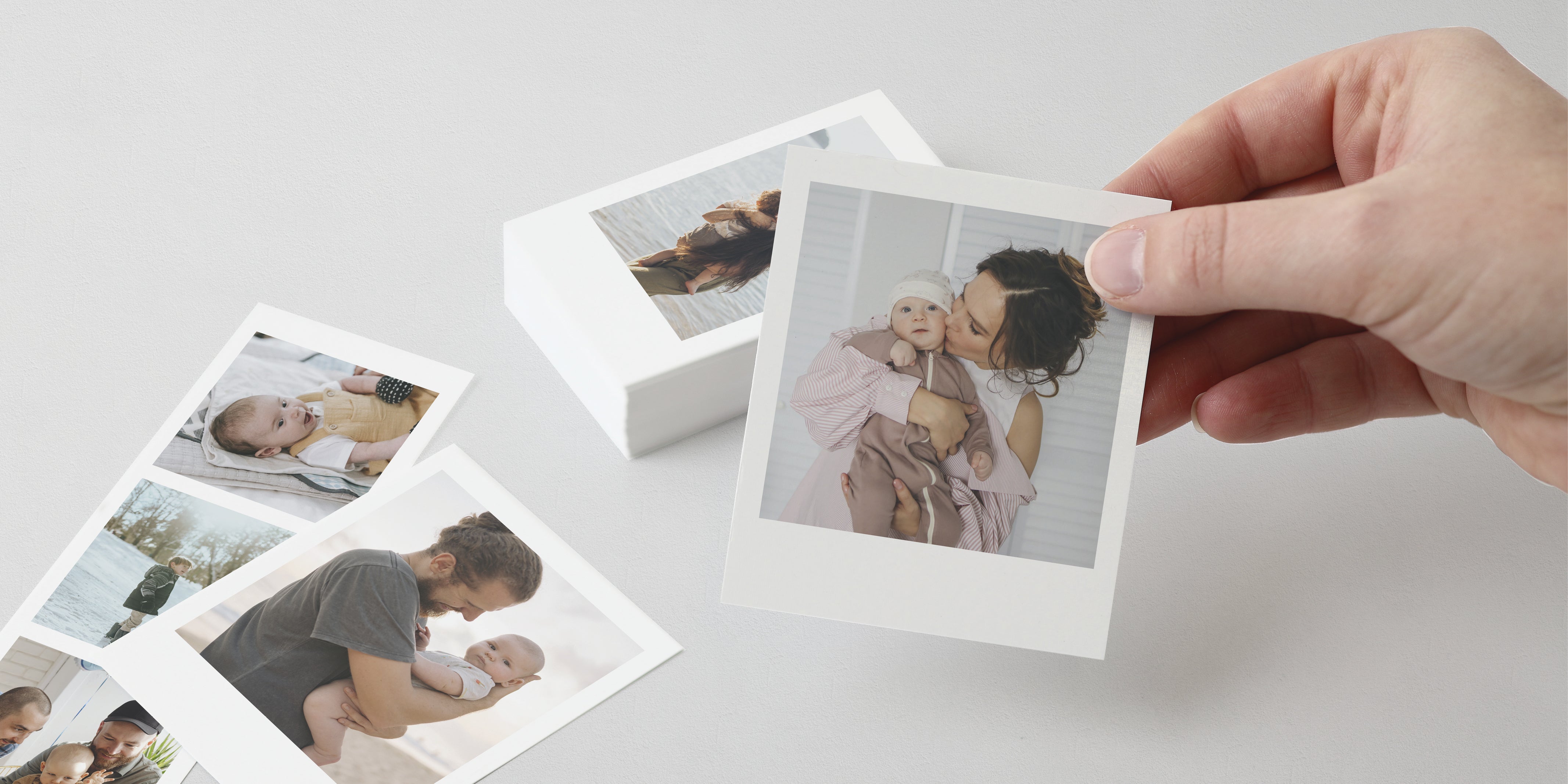 Hand Holding Custom Retro Photo Print with Printed Memories 